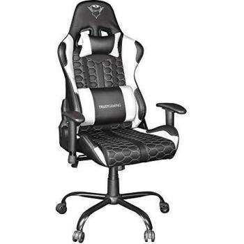 Trust Gaming GXT 708W Resto Silla Gaming, Silla Giratoria Completa de 360° con Cojines Extraíbles, Silla con Bloqueo, Silla Ajustable en Altura para Juegos, PC – Blanco