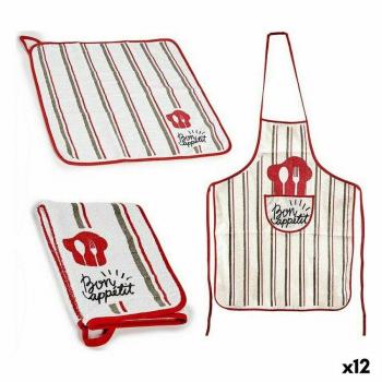 KINVARA Set de Cocina Bon Appetit 2 Piezas Blanco Rojo 12 Unidades - Cuida Cada Detalle