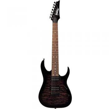 Ibanez GRG7221QA TKS 7-String Electric Guitar with Quilt Maple Top, Basswood Body, Bolt-On Maple Neck, Rosewood Fingerboard, 24 Jumbo Frets, Infinity R Pickups, Fixed Bridge, and Black