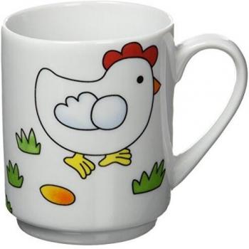 Wurko Juego de Mugs Pollito, Cerámica, Blanco, 17x11x9 cm, 2 Unidades