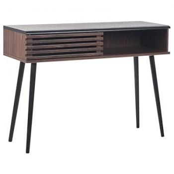 Consola de Madera Oscura 110 x 40 cm con Puerta Corredera Rústica Perth