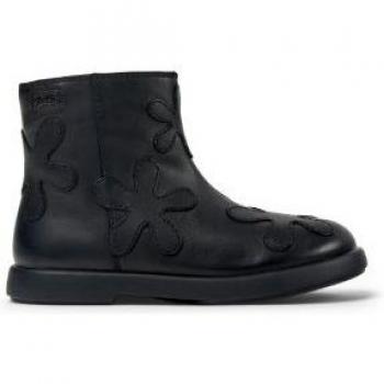 Camper Twins - Black Smooth Leather Ankle Boots for Girls, Size 29