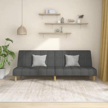 Sofá cama gris oscuro de 2 plazas en tela