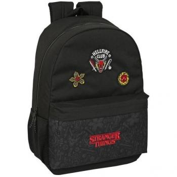 Mochila Stranger Things Adaptable a Carro con Hombreras Ergonómicas, Espalda Acolchada, Dos Compartimentos Grandes y Bolsillos Laterales Portabotellas - Safta 30x
