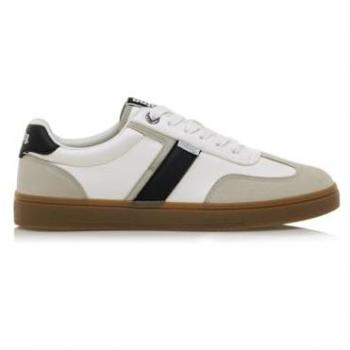Zapatillas deportivas de hombre Mustang modelo Goal 84756-C57416 en color blanco con piso marrón y cierre con cordones