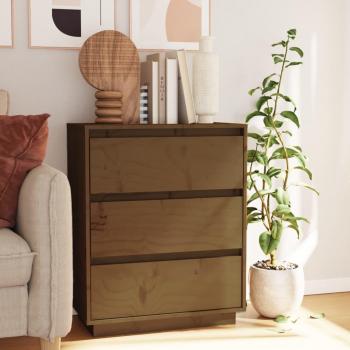 Aparador marrón ámbar 60x34x75 cm madera maciza de pino