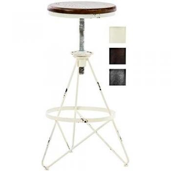 Taburete de bar industrial regulable en metal blanco antiguo Karla