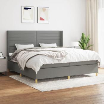 Cama box spring con colchón de muelles gris oscuro 200x200 cm Tela Vidaxl