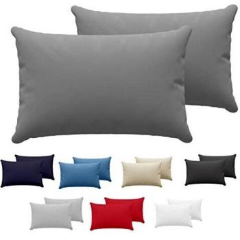 Dreamzie Juego de 2 x Fundas de Almohada 40x60 cm Gris Oscuro 100% Algodon Jersey - Funda de Almohada Algodon 40x60 - Funda Cojin para Cama 40x60 - Protector de Almohada