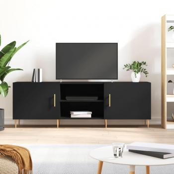 Mueble para TV de madera de ingeniería negro 150x30x50 cm