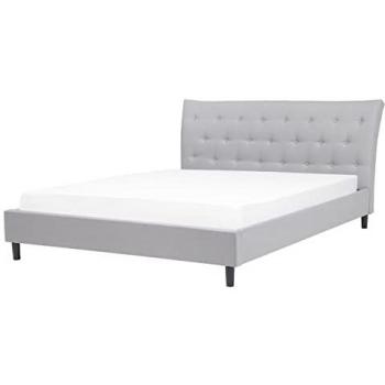 Cama Matrimonial de Poliéster Gris Claro 160 x 200 cm con Somier y Cabecera Tapizada - Modelo Saverne