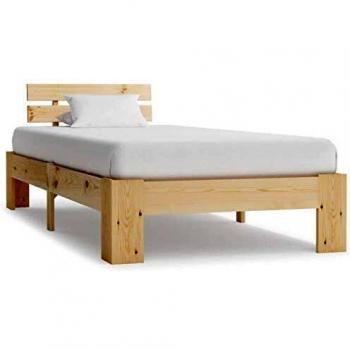 vidaXL Madera Maciza Pino Estructura de Cama Somier Mobiliario Hogar Casa Clásica Práctica Cómoda Moderna Robusta y Duradera Sin Colchón 90x200cm
