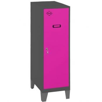 Casillero SIMONLOCKER DISM.MINI + BANCO 915x300x500 con PIES ANTRACITA/PINK