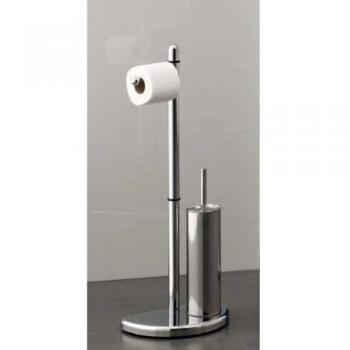 Soporte de Suelo Gedy HI32 para Papel Higiénico y Escobilla Hibiscus, Accesorio de Baño Compacto