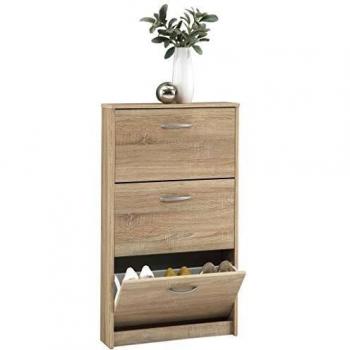 Mueble Zapatero 3 Compartimentos Basculantes Color Roble