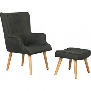 Sillón escandinavo Odense en tela gris oscuro - 73 x 81 x 92,5 cm