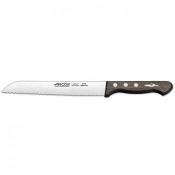 Arcos Serie Atlantico, Cuchillo Panero, Hoja Serrada de Acero Inoxidable de 200 mm, Mango de madera Palisandro color Marrón