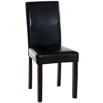 Silla de Comedor Ina en Similpiel Negro y Marrón Oscuro con Estructura de Madera y Sin Armrests