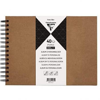 Clairefontaine 95431C - Álbum para personalizar de 40 hojas de papel Kraft, 200 g, formato 27 x 20 cm