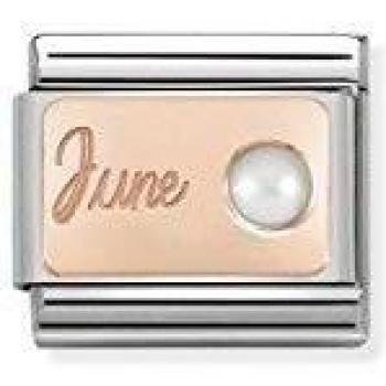 Pulsera de Joyería para Mujer Nomination Classic Charm en Oro Rosa con Perla Blanca de Junio