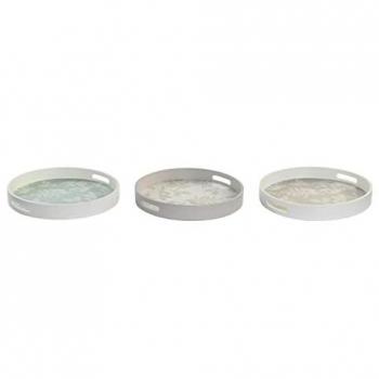 Bandeja DKD Home Decor Beige Marrón Terracota Blanco Verde 35 x 35 x 5 cm Madera MDF (3 Piezas)