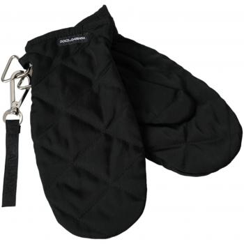 Dolce & Gabbana Black Quilted Nylon Wrist Length Mitten Gloves - Size 7.5/S