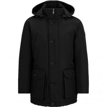 BOSS Osiass Black Hooded Winter Parka Jacket for Men, Size 52/XL