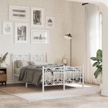 Cama de metal blanca con cabecero y estribo 120x200 cm para pediatría