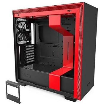 NZXT H710 - Caja PC Gaming Semitorre ATX - Panel frontal E/S Puerto USB de Tipo C - Panel Lateral de Cristal Templado de Apertura Rápida - Preparado para Refrigeración Líquida - Rojo/ Negro