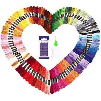 SOLEDI Hilos Punto de Cruz, Usado en Costura y Para Hacer Pulseras, Perfecto para Principiantes en Bordado, Incluye Agujas y Enhebrador, Variedad de Colores