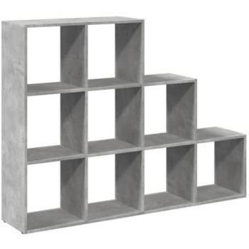 Librería divisora 3 niveles madera gris 137,5x29x103,5 cm