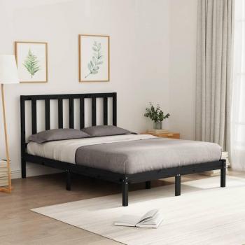 Cama de madera maciza negra 120x200 cm