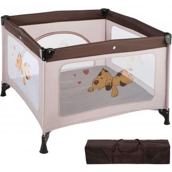 Parque cuna Tommy 105 x 105 x 78 cm - Cuna de viaje metálica portátil para bebés con colchoneta, montaje rápido y fácil, con práctica cremallera en el lateral