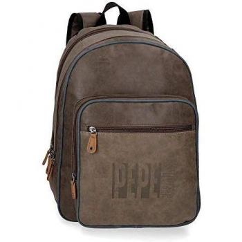 Pepe Jeans Max Mochila Doble Compartimento Adaptable para Portátil 15,6 Marrón 31x44x15 cms Piel Sintética 20.46L