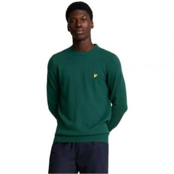 Lyle & Scott Men's Cotton Merino Crew Neck Jumper - Dark Green - Medium