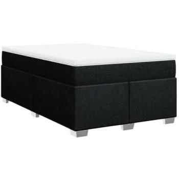 Cama Box Spring con Colchón Tela Negro 120x200 cm