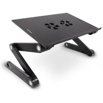 Lavolta Plegable Portátil Tabla Mesa Soporte con Base de refrigeración para Apple MacBook 15 MacBook Pro Unibody 15 PowerBook G4 15 - El soporte de ratón - 2x Ventiladores - Aleación de Aluminio - El ángulo de patas con posibilidad de regular