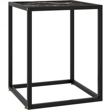 Mesa de centro negra con mármol de vidrio negro 40x40x50 cm Vidaxl