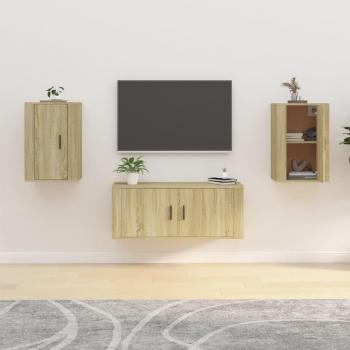 Mueble para TV de pared 2 uds, dimensiones 40x34,5x60 cm, color roble Sonoma, estilo moderno, diseño funcional y elegante, ideal para salón