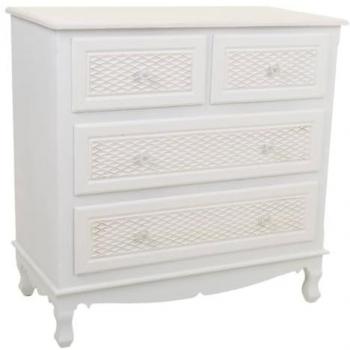 Cómoda de Madera Blanca Alexandra House Living 80,5 x 40 x 81 cm, Color Crema, Materiales: Metal y Madera de Pino/MDF
