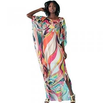 MAX MALL Mujeres Floral Playa Bikini Túnica Gasa Kaftan Suelto Verano Cover-up