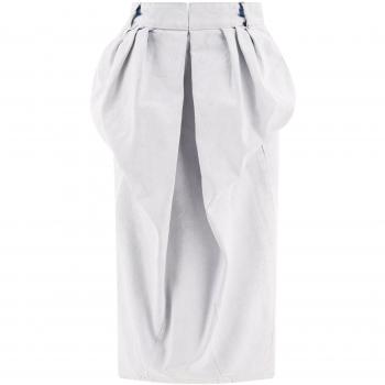 Maison Margiela Women's Denim Gathered Skirt in White | Size 38 | SI0MA0005S30561967