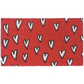 Wellindal Felpudo Rojo Corazones 40X70Cm