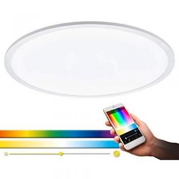 Plafoniera LED Smart Home EGLO Sarsina-C 60 cm, Dimable, Control Remoto, Colores y Tonos Blancos Ajustables
