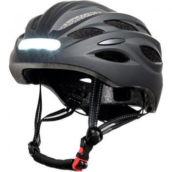 Casco MTB Youin con Luces led Frontal y Trasera, homologado, Ajustable y con batería Recargable por USB, Negro