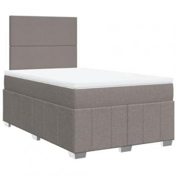 Cama Box Spring con colchón tela gris taupe 120x200 cm