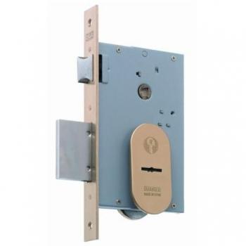 Cerradura de Seguridad para Madera Embutida MCM 1808-60, 3 Puntos de Anclaje, Frente en U, Llave Tipo Borja, Latón, Dimensiones 22x