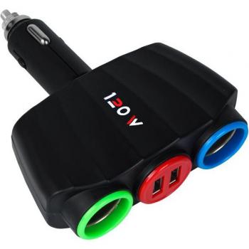 Cargador de coche 3 en 1 con doble puerto USB 2.1A para iPhone, iPad, Samsung y Xiaomi