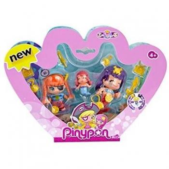Pinypon - Pack de 3 Figuras Pirata y Sirenitas