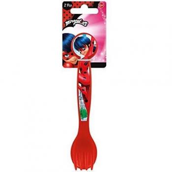 Lady Bug Miraculous Set 2 cubiertos de plastico